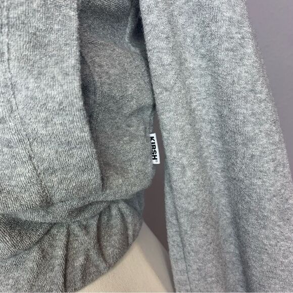 Kirsh Gray Cropped Hoodie Zip Up Sweatshirt Cherry Flower Patch Size 1 Juniors - Picture 6 of 10